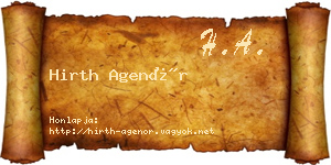 Hirth Agenór névjegykártya
